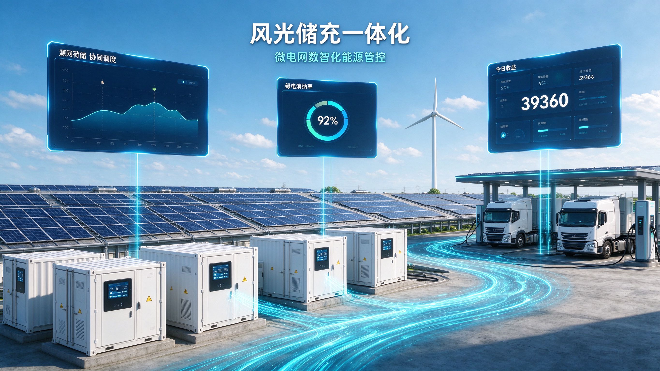 微电网数智化实践：零碳校园与重卡超充站的风光储充一体化能源管控方案 - 鲸能云